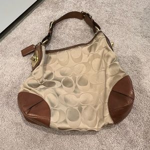 Tan and brown COACH shoulder bag